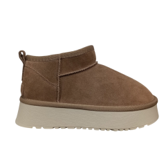 Угги жіночі замшеві UGG M6118-5 бежеві хутро 