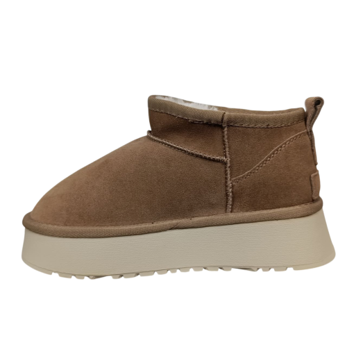 Угги жіночі замшеві UGG M6118-5 бежеві хутро