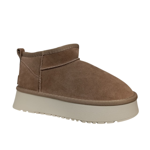 Угги жіночі замшеві UGG M6118-5 бежеві хутро