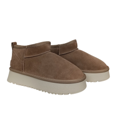 Угги жіночі замшеві UGG M6118-5 бежеві хутро 