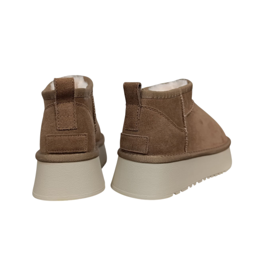 Угги жіночі замшеві UGG M6118-5 бежеві хутро