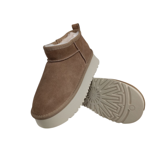 Угги жіночі замшеві UGG M6118-5 бежеві хутро