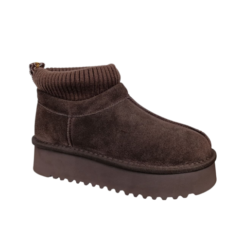 Угги жіночі замшеві UGG 390-2 brown хутро