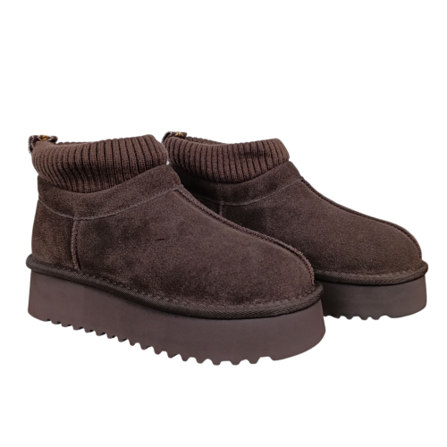 Угги жіночі замшеві UGG 390-2 brown хутро