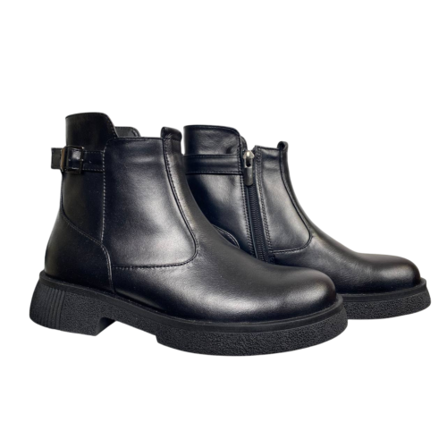 Черевики жіночі шкіряні BLESSO 26 03 01 чорні байка