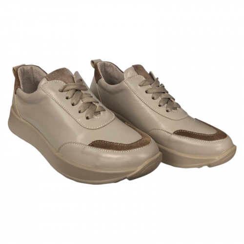 Кроссовки женские кожаные VENTAJA 56/1 бежевые капучино. 