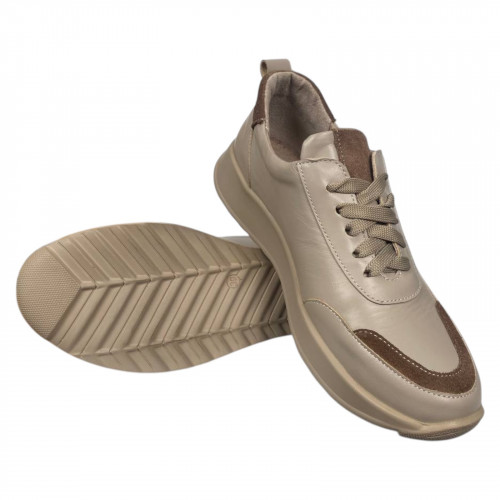 Кроссовки женские кожаные VENTAJA 56/1 бежевые капучино. 
