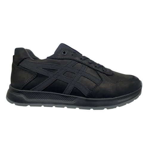 Мужские кроссовки кожаные CROSSAV 25-368/3 01 черные