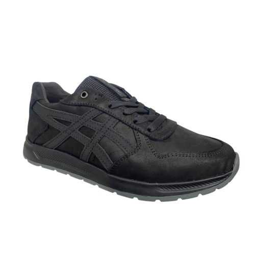 Мужские кроссовки кожаные CROSSAV 25-368/3 01 черные