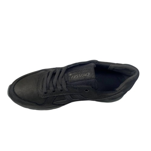 Мужские кроссовки кожаные CROSSAV 25-368/3 01 черные