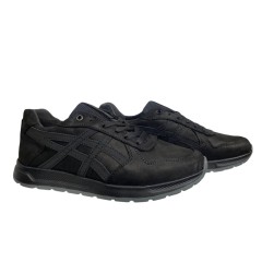 Мужские кроссовки кожаные CROSSAV 25-368/3 01 черные