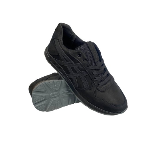 Мужские кроссовки кожаные CROSSAV 25-368/3 01 черные