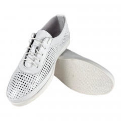 Кеды Женские кожаные PRELLESTA 2024 05 белый перфорация