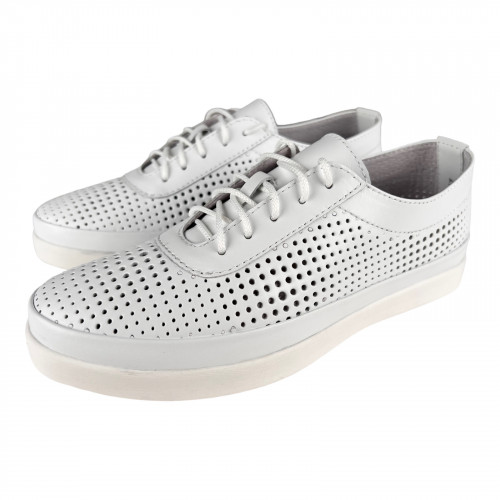 Кеди Жіночі шкіряні PRELLESTA 2024 05 білий перфорація