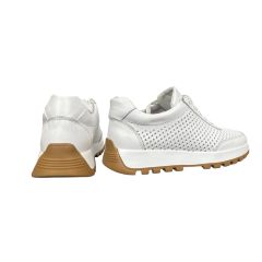 Кросівки жіночі шкіряні перфорація MIU MIU 3188 # білі