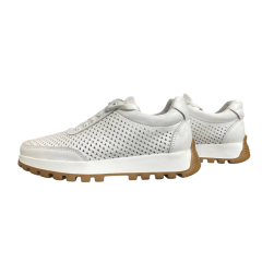 Кросівки жіночі шкіряні перфорація MIU MIU 3188 # білі