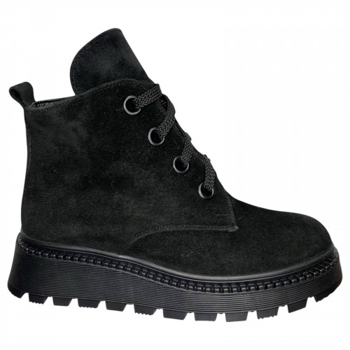 Ботинки женские замшевые ALEXA 392 черный мех