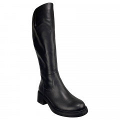 Чоботи жіночі шкіряні ILONA 373/520 чорний каблук євро хутро