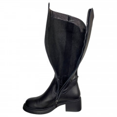 Чоботи жіночі шкіряні ILONA 373/520 чорний каблук євро хутро