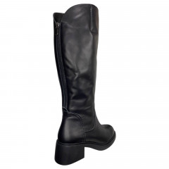 Чоботи жіночі шкіряні ILONA 373/520 чорний каблук євро хутро