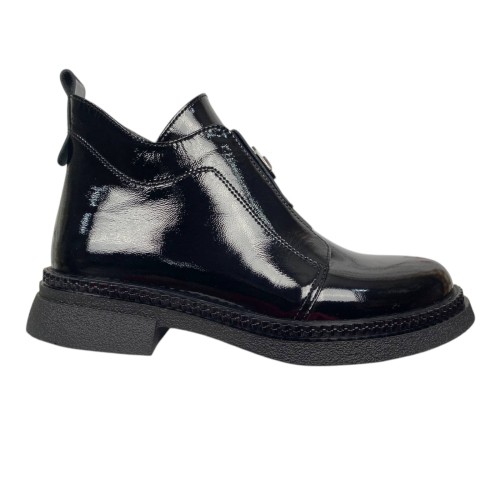 Черевики жіночі шкіряні BLESSO 2508 лак чорні байка