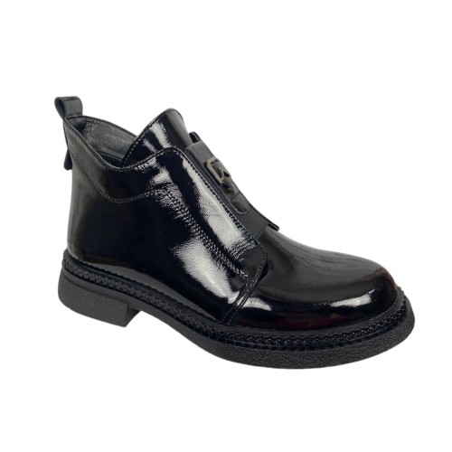 Черевики жіночі шкіряні BLESSO 2508 лак чорні байка