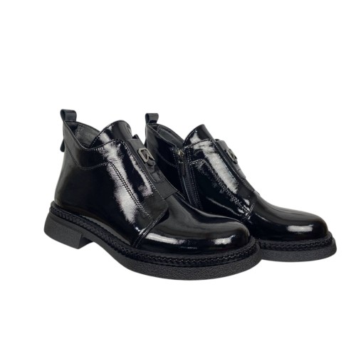 Черевики жіночі шкіряні BLESSO 2508 лак чорні байка