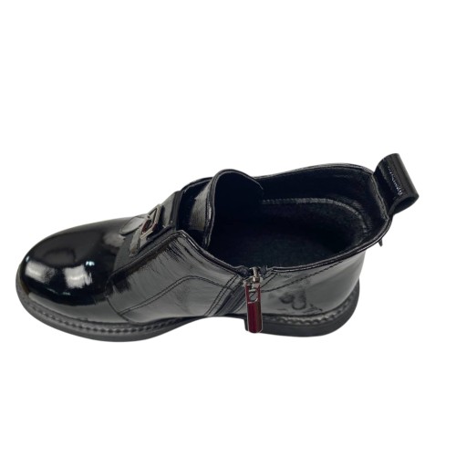 Черевики жіночі шкіряні BLESSO 2508 лак чорні байка