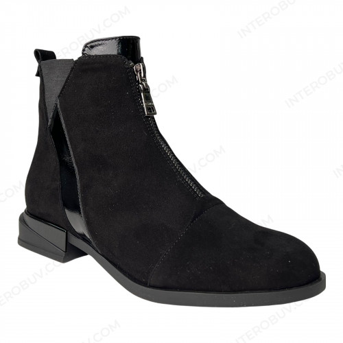 Черевики Жіночі шкіряні ELVIX 1087 чорний замш байка