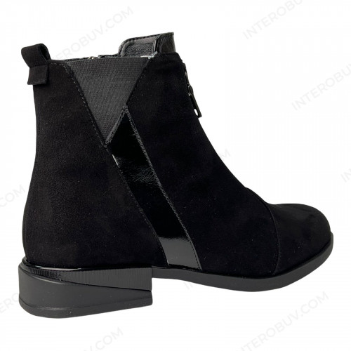 Черевики Жіночі шкіряні ELVIX 1087 чорний замш байка