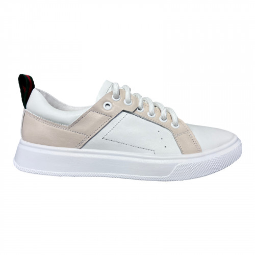 Кеди Жіночі шкіряні TIFANI GUCCI 04 бежевий