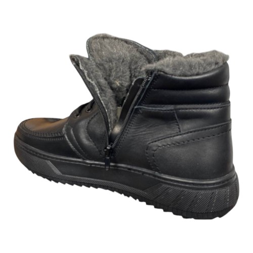 Ботинки мужские кожаные NIKE змейка шнуровка черный мех