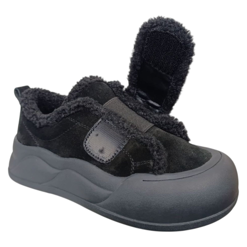 Черевики жіночі замшеві ALLSY 205059 чорні хутро