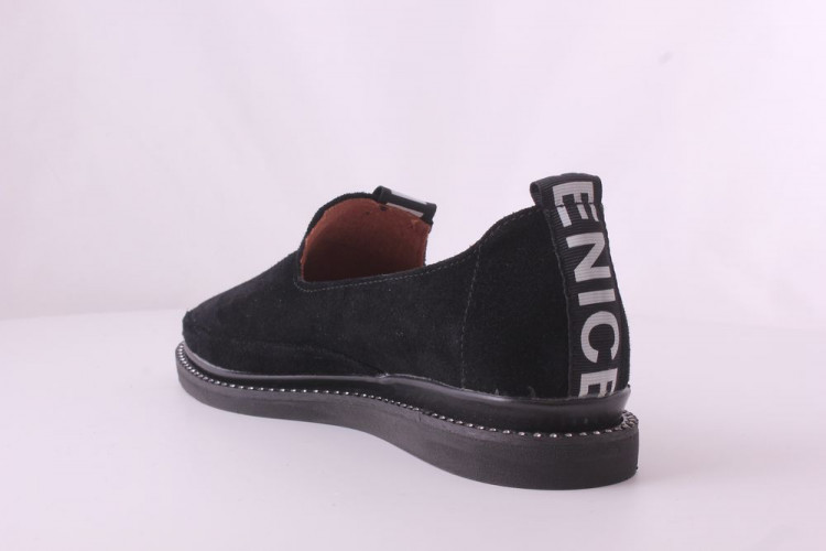 Балетки Женские кожаные CLAIRE 276 черный замш