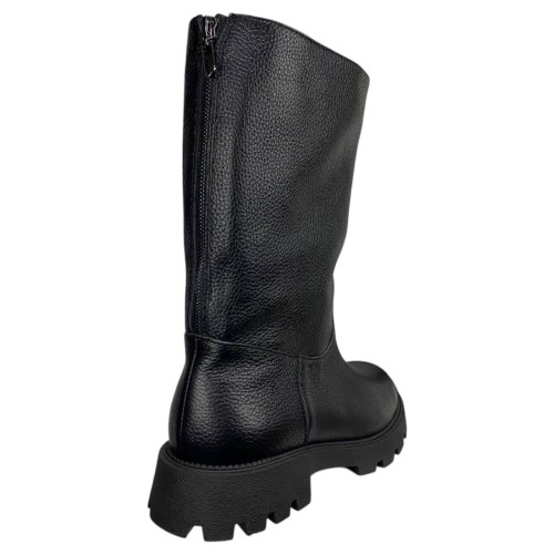 Чоботи жіночі шкіряні ILONA 136/940 чорний флот евро хутро