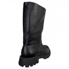 Чоботи жіночі шкіряні ILONA 136/940 чорний флот евро хутро