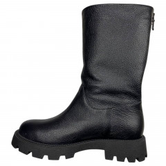 Чоботи жіночі шкіряні ILONA 136/940 чорний флот евро хутро