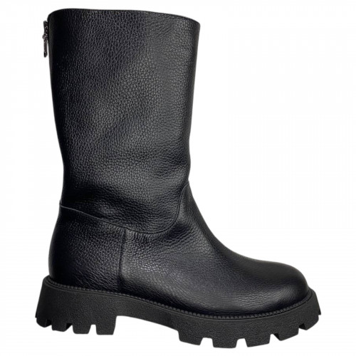 Чоботи жіночі шкіряні ILONA 136/940 чорний флот евро хутро