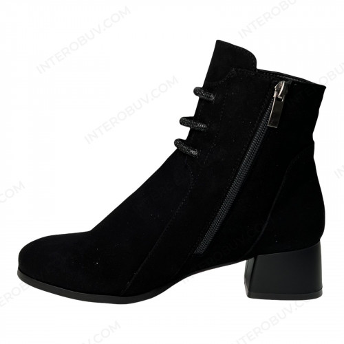 Черевики Жіночі шкіряні ELVIX 4024 чорний замш байка