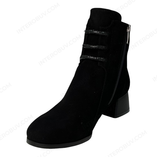 Черевики Жіночі шкіряні ELVIX 4024 чорний замш байка