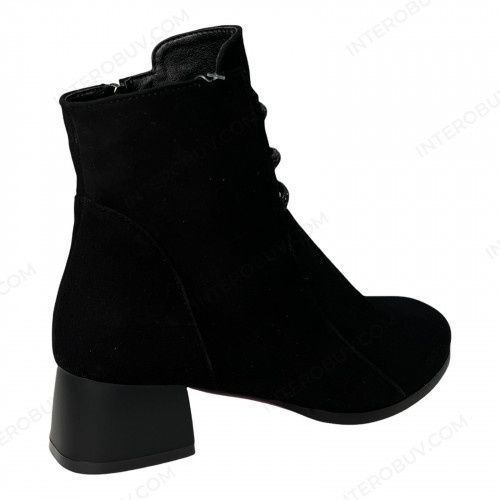 Черевики Жіночі шкіряні ELVIX 4024 чорний замш байка