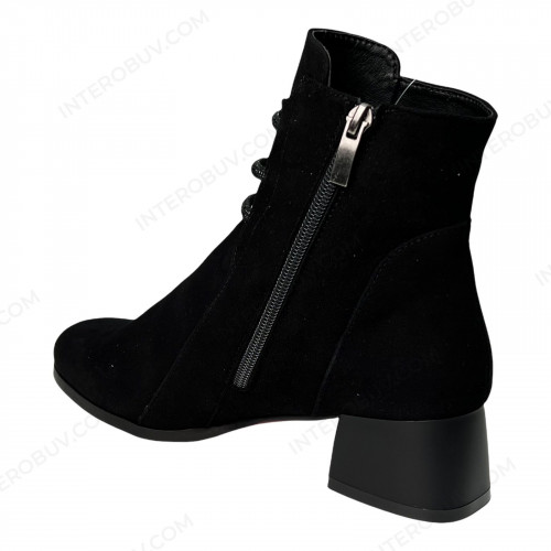 Черевики Жіночі шкіряні ELVIX 4024 чорний замш байка