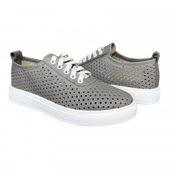 Кроссовки Женские кожаные PRELLESTA 1939 46 серый перфорация