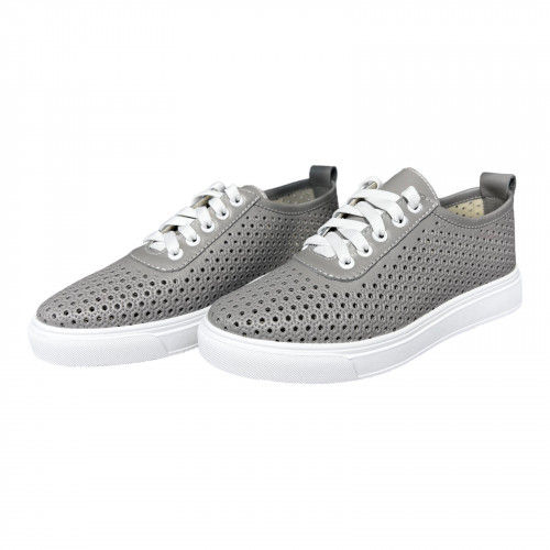Кроссовки Женские кожаные PRELLESTA 1939 46 серый перфорация