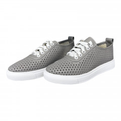 Кроссовки Женские кожаные PRELLESTA 1939 46 серый перфорация