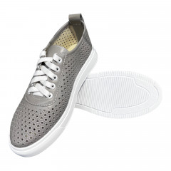 Кроссовки Женские кожаные PRELLESTA 1939 46 серый перфорация