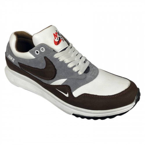 Кросівки чоловічі шкіряні DENAR N22 46 білі сірі коричневі