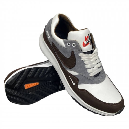 Кросівки чоловічі шкіряні DENAR N22 46 білі сірі коричневі