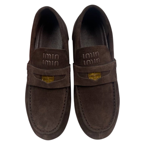 Лоферы женские замшевые HENGJI 991-6 шоколадные.