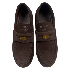 Лоферы женские замшевые HENGJI 991-6 шоколадные.